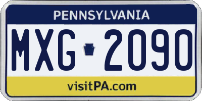 PA license plate MXG2090