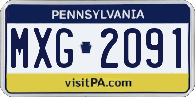 PA license plate MXG2091