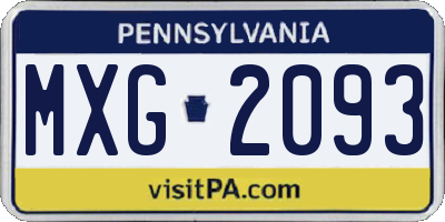 PA license plate MXG2093