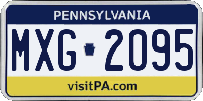 PA license plate MXG2095