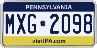 PA license plate MXG2098