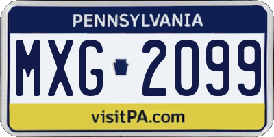PA license plate MXG2099
