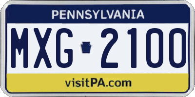 PA license plate MXG2100