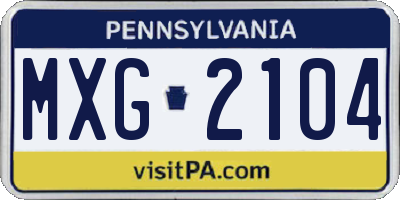 PA license plate MXG2104