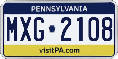 PA license plate MXG2108