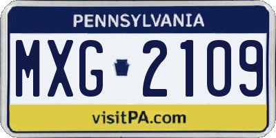 PA license plate MXG2109