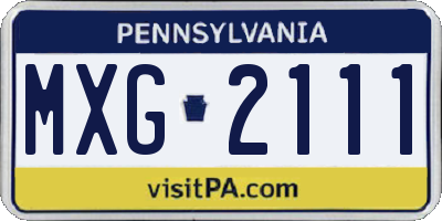 PA license plate MXG2111