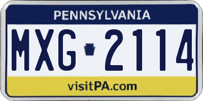 PA license plate MXG2114