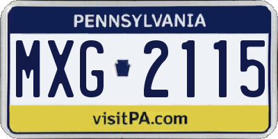 PA license plate MXG2115