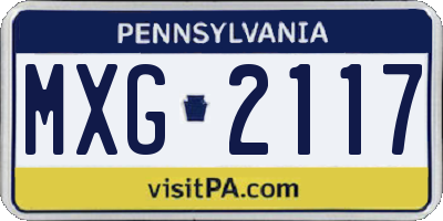 PA license plate MXG2117