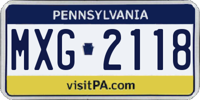 PA license plate MXG2118