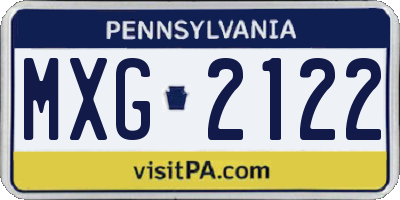 PA license plate MXG2122