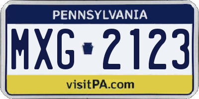 PA license plate MXG2123