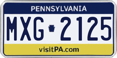 PA license plate MXG2125