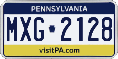 PA license plate MXG2128