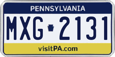 PA license plate MXG2131