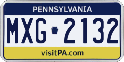 PA license plate MXG2132
