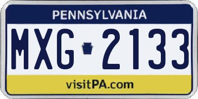 PA license plate MXG2133