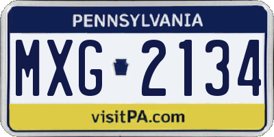 PA license plate MXG2134