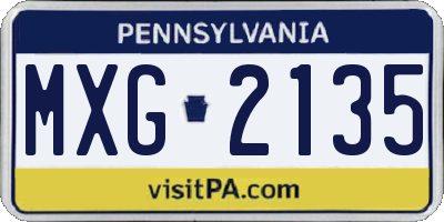 PA license plate MXG2135