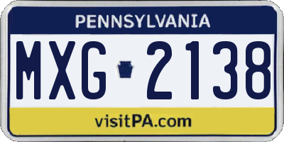 PA license plate MXG2138
