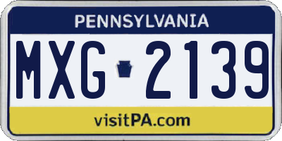 PA license plate MXG2139