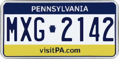 PA license plate MXG2142