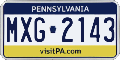 PA license plate MXG2143