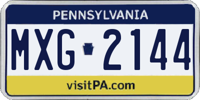 PA license plate MXG2144
