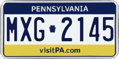 PA license plate MXG2145