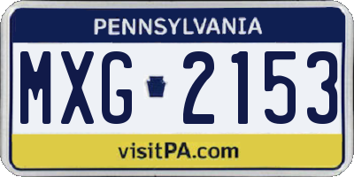 PA license plate MXG2153