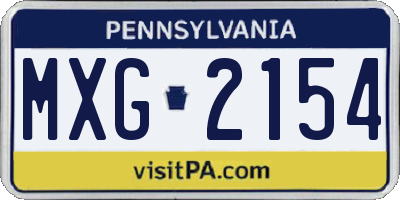 PA license plate MXG2154