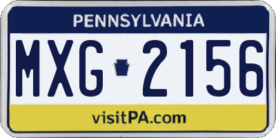PA license plate MXG2156