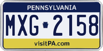 PA license plate MXG2158