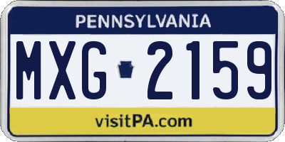 PA license plate MXG2159
