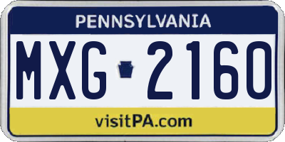 PA license plate MXG2160