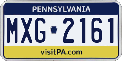 PA license plate MXG2161