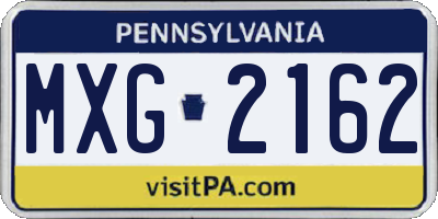 PA license plate MXG2162