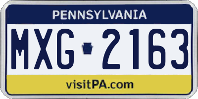 PA license plate MXG2163