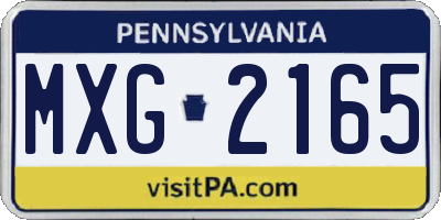 PA license plate MXG2165