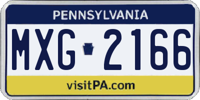 PA license plate MXG2166