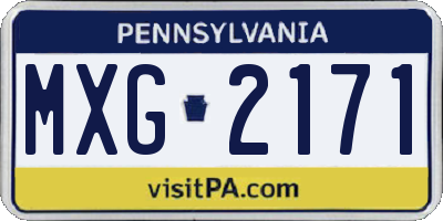 PA license plate MXG2171