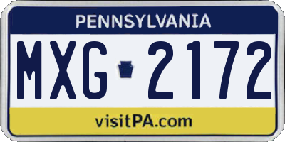 PA license plate MXG2172