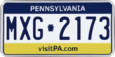 PA license plate MXG2173