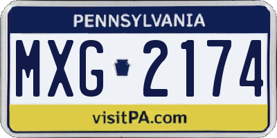 PA license plate MXG2174