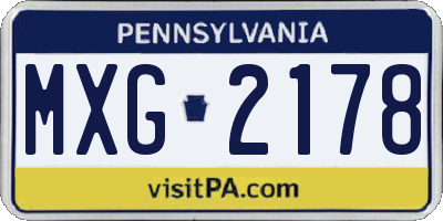 PA license plate MXG2178