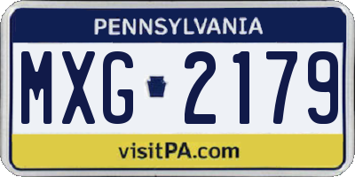 PA license plate MXG2179