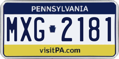 PA license plate MXG2181