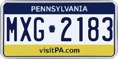 PA license plate MXG2183