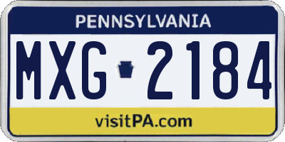 PA license plate MXG2184